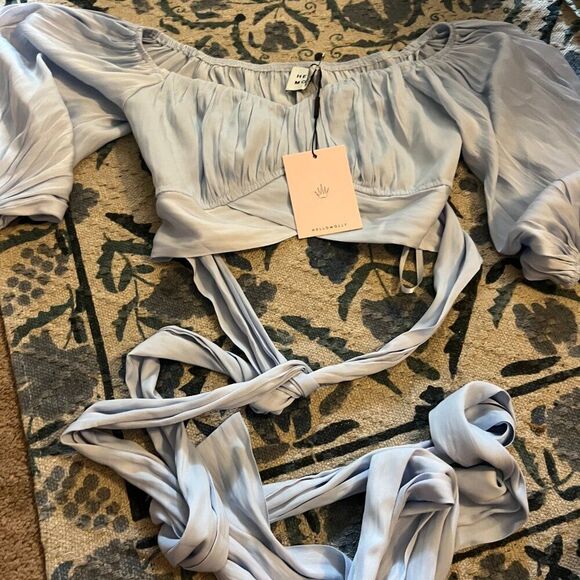 Hello Molly Danced Until Four Crop Top Steel Blue 4 - Picture 9 of 12